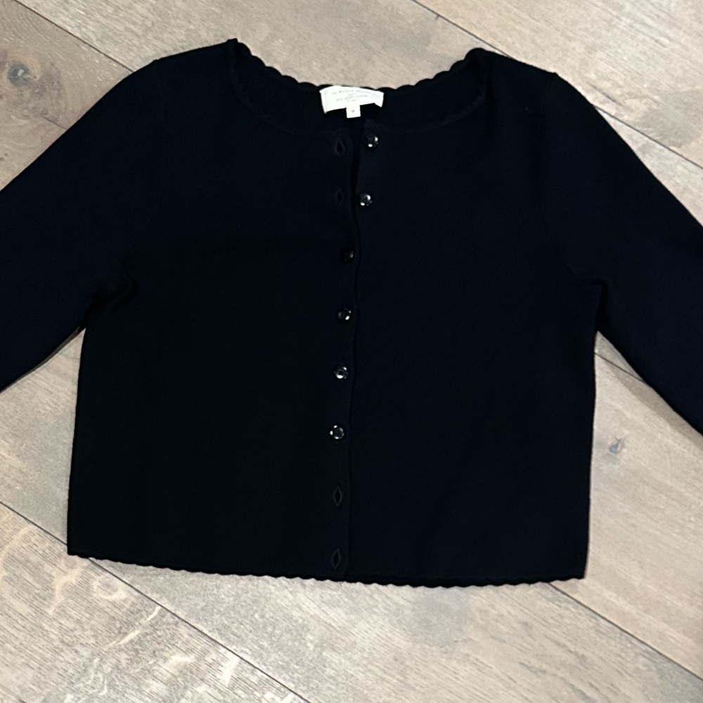 Sezane Black Scalloped Cardigan